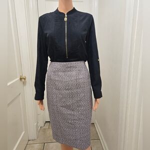 Michael Kors Blouse Black Half Zip Long Sleeve Size S